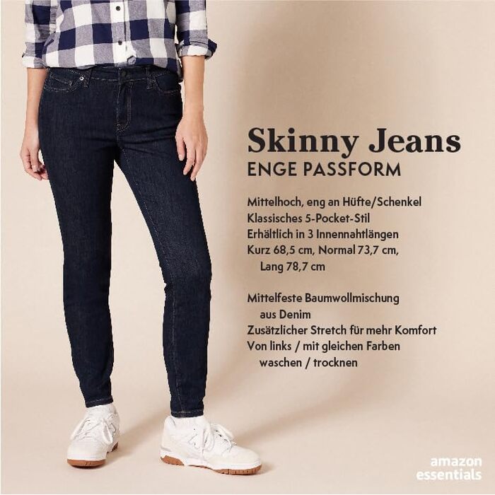 Джинси скінні жіночі Amazon Essentials з еластичної тканини, середньої посадки, світло-блакитні (36)