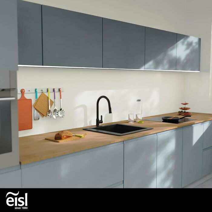 Кран кухонний гнучкий EISL Flexo з нержавіючої сталі/чорний, 360° обертання, високий вилив, Soft-Touch шланг, 2 функції, NI186FLNIB