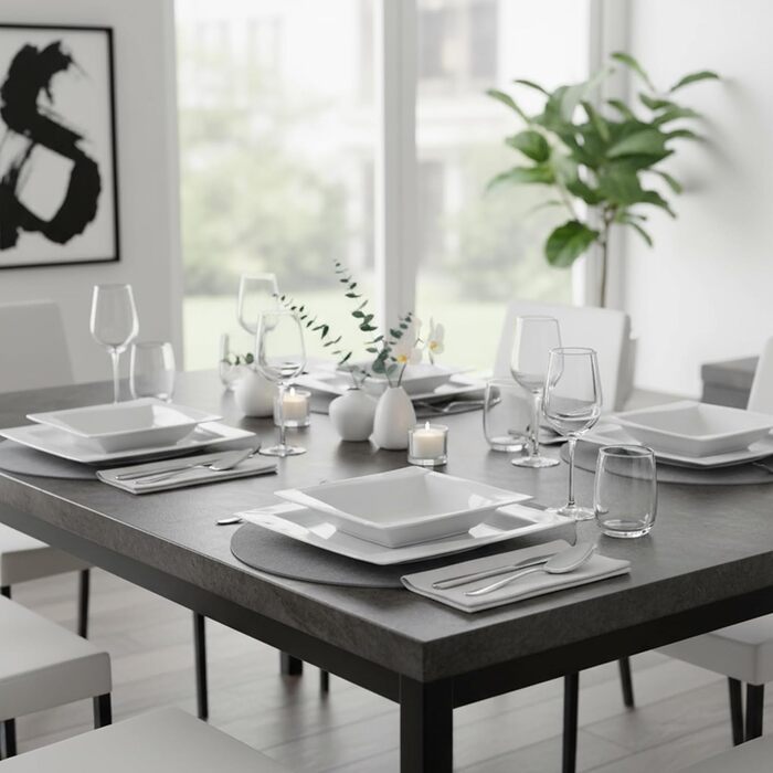 Сервіз посуду на 6 осіб, 18 предметів: тарілки з порцеляни, білий сервіз, набір тарілок та мисок, сучасний сервіз