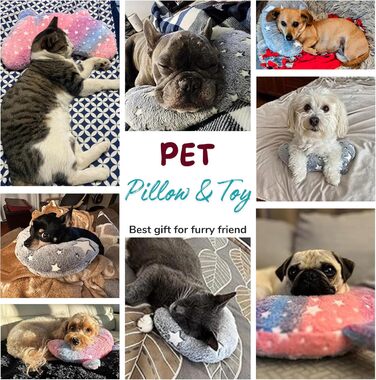 Подушка для собак POMESEA, м'яка, пухнаста, заспокійлива іграшка, U-подібна подушка для домашніх тварин, зняття напруги в суглобах, покращення сну (Блакитна)