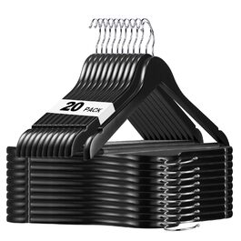 Дерев'яні вішалки для одягу HOUSE DAY, 20 шт., чорного кольору, широкі (44,5 см), з натурального дерева, обертаються, для сорочок, костюмів та курток