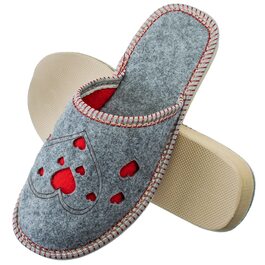 Жіночі фетрові тапочки ESTRO з антиковзкою підошвою, розмір 38 EU, з сердечками