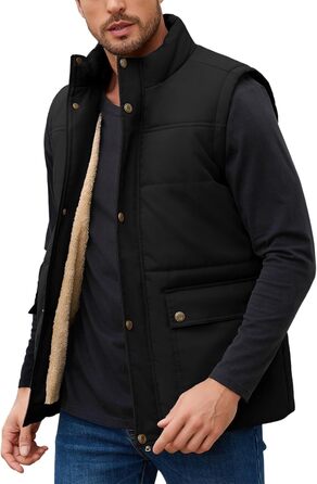 Чоловіча зимова жилетка Xnova з термопідкладкою Sherpa: тепла флісова жилетка, без рукавів, для полювання, роботи та активного відпочинку. Чорний колір, розмір M