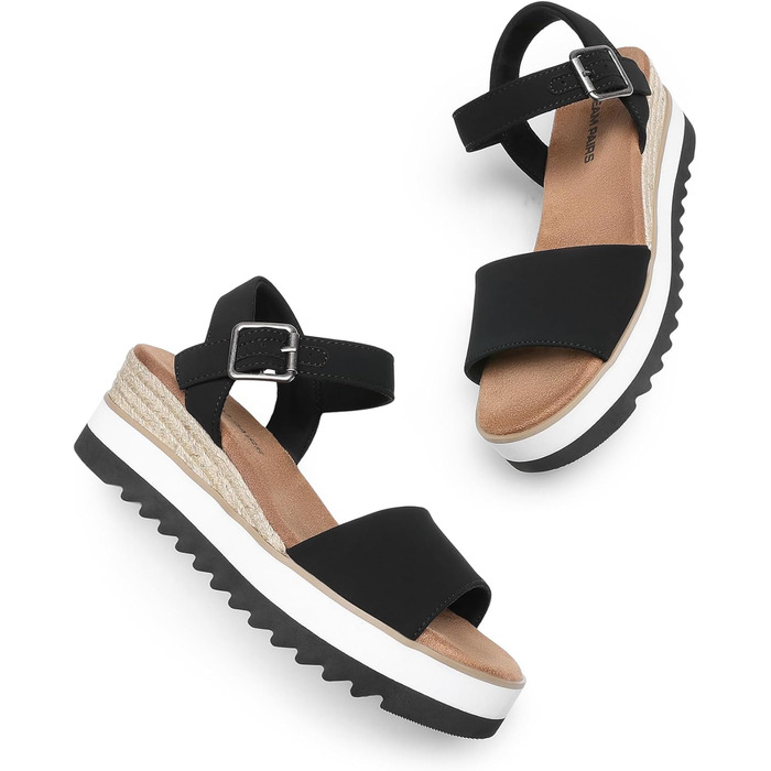 Еспадрильї жіночі Dream Pairs босоніжки на платформі, чорні 37 EU