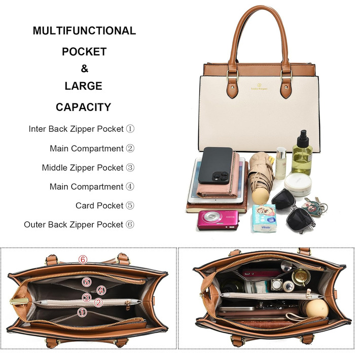 Стильна жіноча сумка-тоут KURGOOL з натуральної шкіри, двоколірна, бордового кольору (A1)