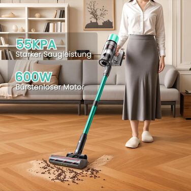 Бездротовий акумуляторний пилосос SmartAI V5 з автоматичним режимом, 55Kpa, 600W, 80 хвилин роботи, для килимів, шерсті тварин та твердих поверхонь