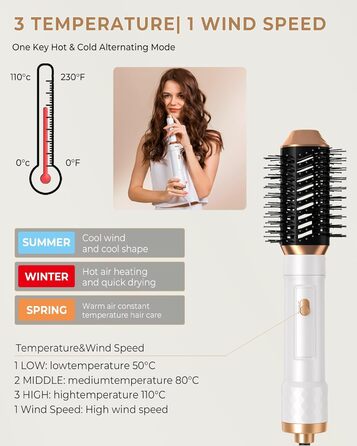 Airstyler 5 в 1: Фен-щітка з іонізацією, 20 м/с, 110 000 об/хв, для створення локонів та випрямлення волосся (фіолетовий)