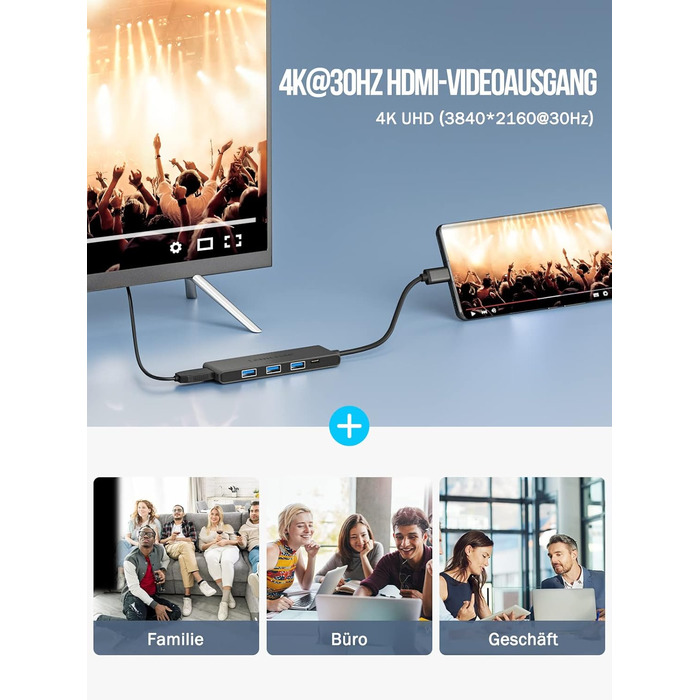 Док-станція USB-C Hub з 3 дисплеями, 2025 Upgrade: Dual 4K HDMI, VGA, 1000M Ethernet, 4 USB A 3.0/2.0, 100W PD, SD/TF, AUX 3.5mm, адаптер USB Multiport для Windows/Mac/Dell/HP та інших пристроїв з Type C (Чорний)