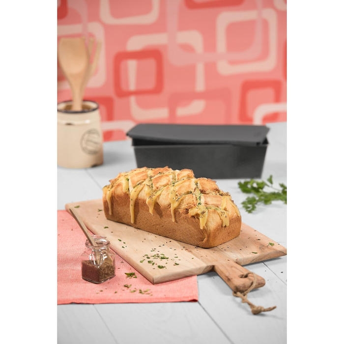 ORIGINAL KAISER Kaiser Inspiration Loaf Pan with Silicone Lid, Rectangular Baking Tin, Non-Stick Coated for Baking and Storage, 32x 15 x 19 cm, Alloy Steel, Grey, 35 x 14 x 9 cm, 5