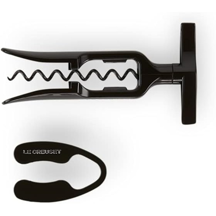 Le Creuset Classic Tabletop Corkscrew with Bottle Opener Gift Set, GS 100, Plastic, Gloss Black, 49800001400000