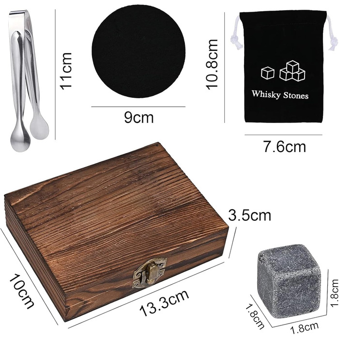 Набір віскі GOLDGE 16 шт: камені для віскі, стакани, кліпси для льоду, підставки