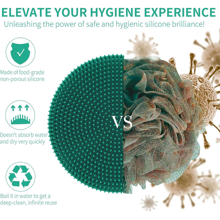 Силіконова щітка для тіла BEAUTAIL, м'яка пілінг-щітка для тіла, для жінок та чоловіків, чутлива шкіра, 1 шт. (Зелена)