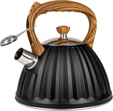 Чайник для води Karl Hausmann Induktion 3L, чорний, з автоматичним свистком, нержавіюча сталь, для всіх типів плит