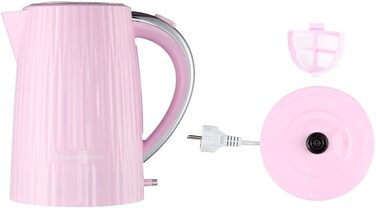 Russell Hobbs Kettle [1.7L 2400W] Eden White, Stainless Steel Accents (removable scale filter, push-button lid opening, water level indicator, illuminated switch, BPA free) Teakettle 27360-70 (Raspberry)