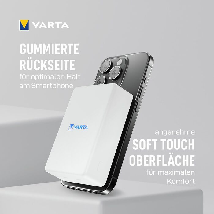 Повербанк VARTA Power Bank Energy 10000 mAh 20W, USB-C та USB-A, Li-Polymer, Pass-Through зарядка, Mag Pro 10000 білий