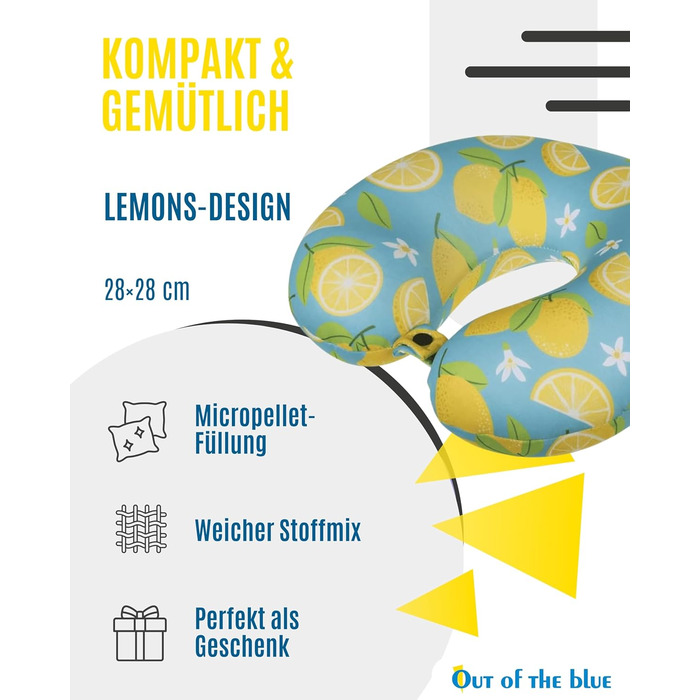 Подушка для шиї Lemons з мікрогранулятом - ергономічна подушка для подорожей (30x30 см)