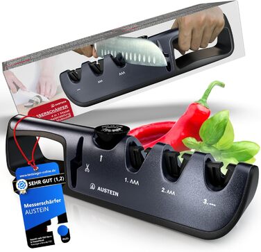 Точилка для ножів AUSTEIN QuickSharp 4-in-1: професійне заточування та шліфування (Титаново-сірий)