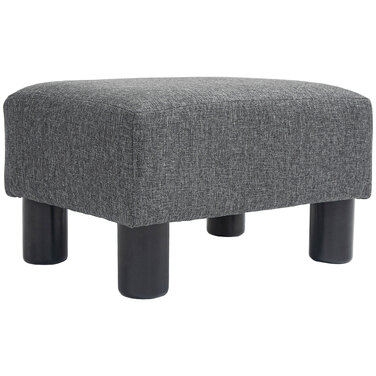 HOMCOM Footstool with Linen Look Modern Upholstered Footstool Ottoman for Bedroom, Living Room, Dark Grey | Aosom