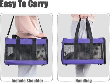 Транспортна переноска для собак та котів HITSLAM, складана, фіолетовий колір, розмір M (середній/великий), для авіаперельотів