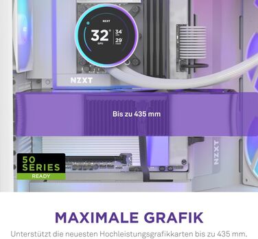 Корпус ПК NZXT H9 Flow (2025) – великий Mid-Tower з двома камерами та покращеною вентиляцією – 3 x 140мм та 1 x 120мм вентилятори, підтримка радіатора 420мм, загартоване скло, Back-Connect, Flow RGB Plus 2025, білий колір