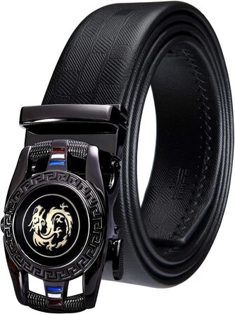 Чоловічий шкіряний ремінь Barry Wang чорного кольору з автоматичною пряжкою (3 варіанти), регульований бізнес-пояс, довжина 130 см, у подарунковій коробці