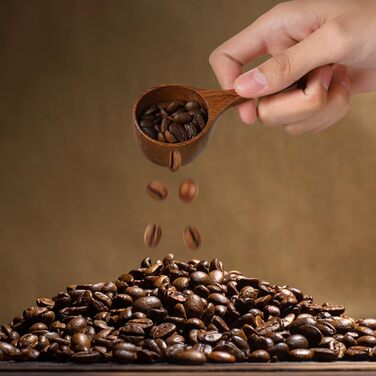 Acacia wood measuring spoon coffee beans 1/4 cup scoop wooden scoop wooden measuring scoops coffee salt mini measuring cup coffee spice spoon Take a bath