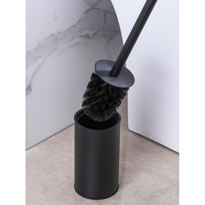 Торцева щітка для туалету та тримач з нержавіючої сталі, підлоговий, високопродуктивний очищувач для ванної кімнати (Чорний)