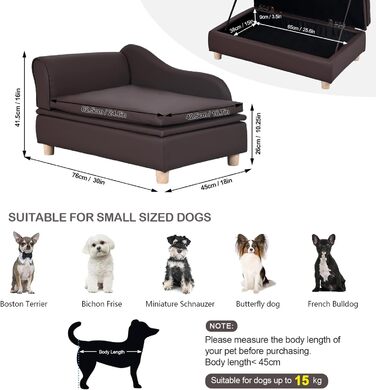Софа для собак та котів Yoonnie room з PU-шкіри з місцем для зберігання – зручне ліжко для домашніх тварин, маленьке диван-крісло, підходить для цуценят та кошенят (Перловий білий)