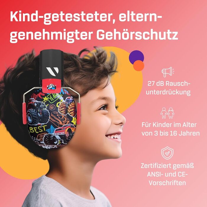 Навушники для дітей Vanderfields Premium – шумопоглинання 34,4 dB, для дітей 3-12 років, зелені