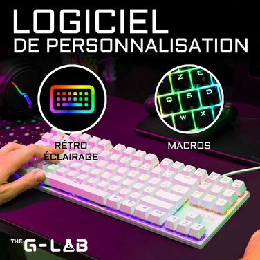 G-Lab Combo Mercury: Механічна ігрова клавіатура та миша, RGB, Switch Red, Azerty, 7200 DPI [Білий]