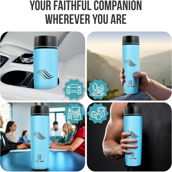 Термокружка Tavialo 460 мл, нержавіюча сталь, пудрово-рожевий колір, для кави та напоїв