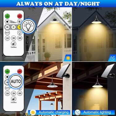 Solar Hanging Lamp, Hanging Solar Lights for Outdoor with Remote Control, 920LM 3 Color Temperature Solar Lamp Outdoor IP65 Waterproof Solar Hanging Lights for Garden, Patio, Balcony, Gazebo