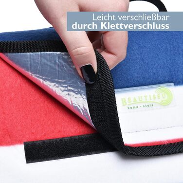 Beautissu XXL Плед для пікніка водовідштовхувальний ізольований Bella – великий 200x200 см, компактний, для пляжу, кемпінгу, подорожей, басейну – сірий (блакитний)