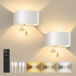 Настінне LED-світильник FULEN з датчиком руху, пультом керування, 3 кольори, регулювання яскравості, 2 шт.