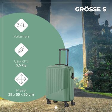 Набір валіз Travelite Bali 3 шт. (L/M/S) з ABS, TSA-замок, зелений. Валізи-тролі з жорстким корпусом
