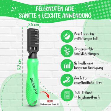 Інструмент для видалення ковтунів Profi Entfilzungsmesser 2.0 для собак та котів - видаляє ковтуни, підходить для короткого та довгого хутра, для тварин будь-якого розміру. Округлена клинка + Е-book з догляду (6 клинки)