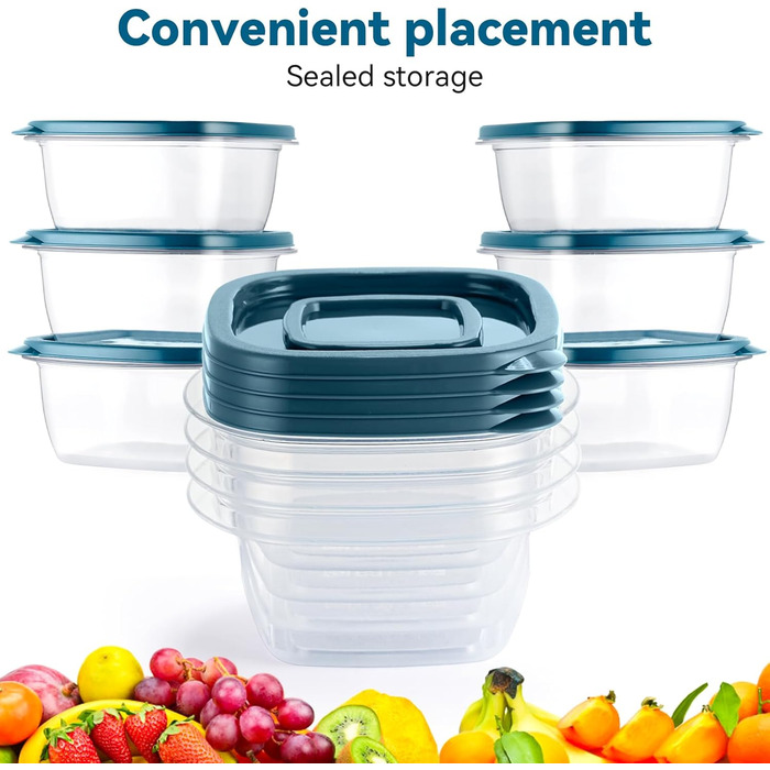 Контейнери для їжі EFISH 20 шт. з кришкою, прямокутні, пластикові, 500 мл та 300 мл. Набір для зберігання продуктів, школи, роботи та подорожей