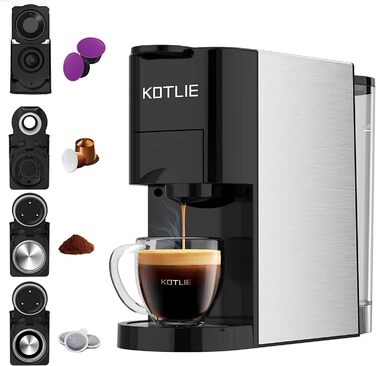 Кавомашина KOTLIE AC-513K 4-в-1: NES, DG, ESE Pads, 19 Bar, 1450W, 800 мл, Чорний