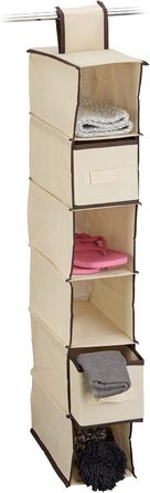 Органайзер для шафи Relaxdays з тканини, 6 відділень, 2 шухляди, 82x30x14,5 см, антрацит, флізелін