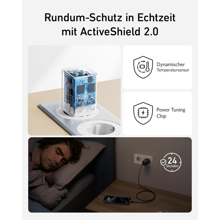 Зарядний пристрій Anker USB-C 47W (Nano 3) з 2 портами GaN, білий - для iPhone, Galaxy, Pixel, iPad