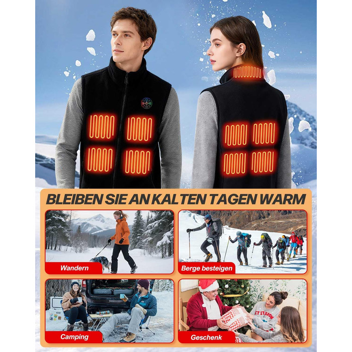 Електрична гріюча жилетка з підігрівом для жінок та чоловіків, 5V/7.4V, 20000mAh, 10 зон нагріву, 3 температурні режими, для велоспорту, активного відпочинку, роботи на вулиці, кемпінгу, розмір L, чорна