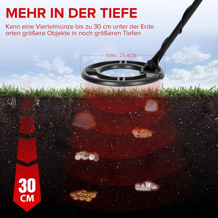 Металошукач професійний 30см, водонепроникна котушка, Pinpoint, DSP-чип, мульти-режим, 12 дюймів