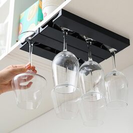 Тримачі для келихів вина Anicy (2 шт.) - підвісні, настінні, для кухні, бару, ресторану (чорний)