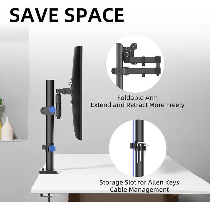 Кріплення для монітора Bracwiser: регульована підставка для LCD/LED моніторів 13-32 дюймів (до 10 кг), VESA 75x75/100x100, чорний