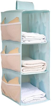 Настінна вішалка-органайзер для одягу з 4 відділеннями, складана, з кишенями з сітки - для дому, авто, кемпінгу