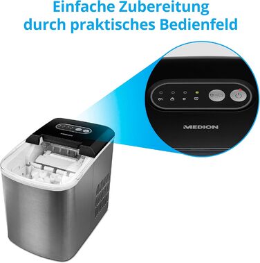 Машина для приготування льоду MEDION MD11960: кубики, подрібнений лід, 2 літри, самоочищення