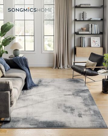 SONGMICS HOME Rug, 160 x 230 cm, Living Room Rug, Non-Slip Rug, Modern Abstract Style, for Living Room, Kitchen, Hallway, Dining Room, Machine Washable, Dove Gray TAR077G01