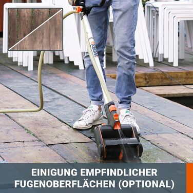 WORX WG441E.9 20V Cordless Multi-Brush - multifunctional surface brush for cleaning stone & wood surfaces & removing weeds - integrated water connection - PowerShare compatible - without battery & charger (includes 4Ah battery & charger)