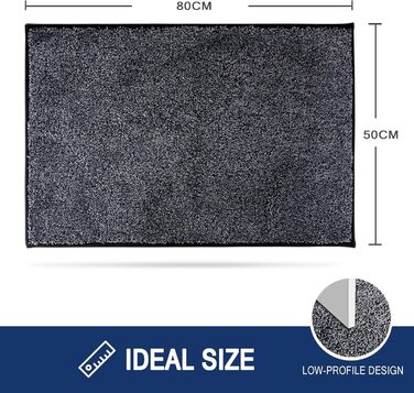 Килимок для дому FCSDETAIL 50x80 см, антиковзаючий, машинне прання, водопоглинаючий, для собак, вхід, порог, коридор, темно-сірий