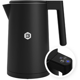Balter Stainless Steel Kettle with Temperature Setting, 40°C-100°C, Double-Walled, BPA-Free, 1.7L, Black, WK-5-Touch